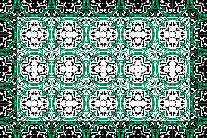 Okrašen mozaik Vinilna talna obloga v imitaciji ploščic - TenStickers