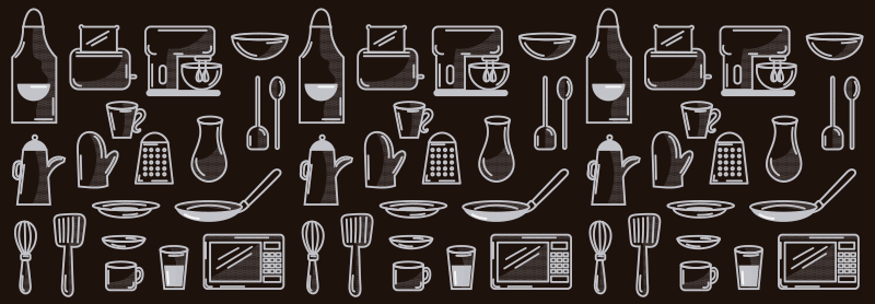 Pravokotna kuhinjska orodja moderna vinil preproga - TenStickers