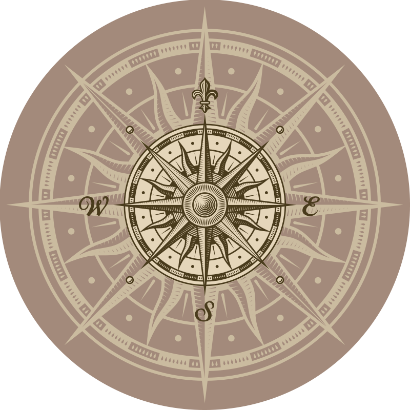 čudovita okrogla vintirna preproga iz kompasa - TenStickers