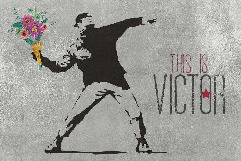 Bansky cvetni šopek vinilna preproga z imenom - TenStickers