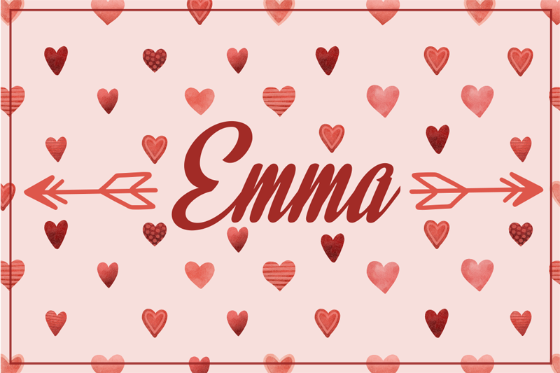 Personalizirana srca otroška vinilna preproga z imenom - TenStickers