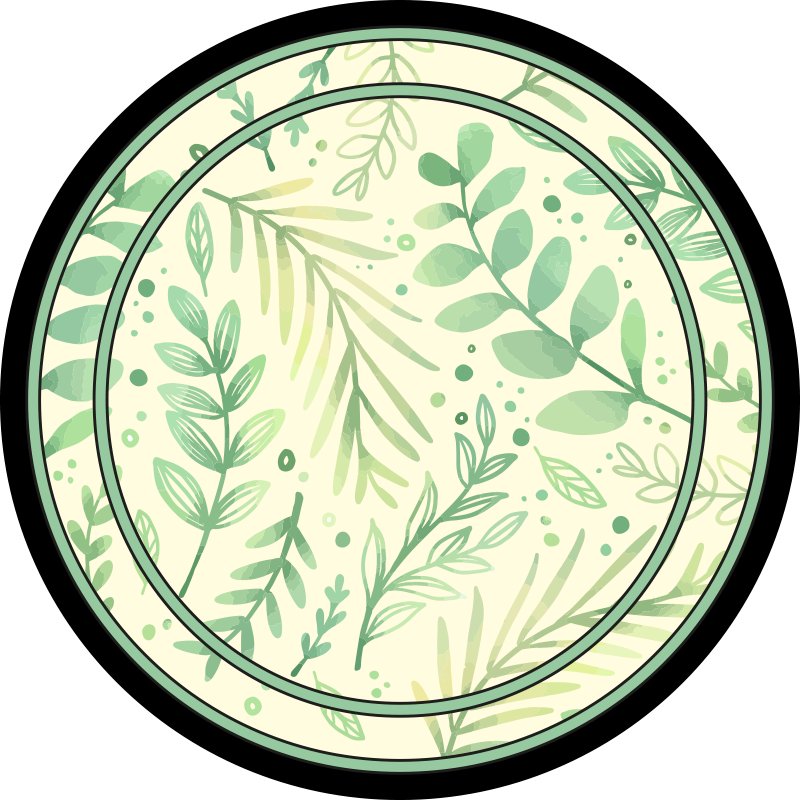 Krog listi cvetlični vinil preprogo - TenStickers