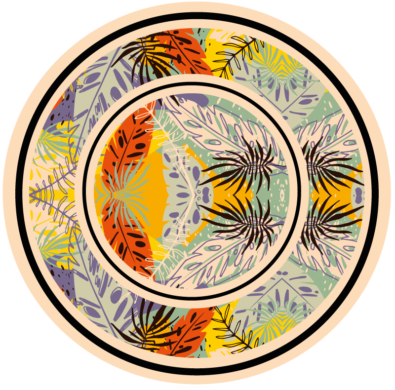 Botanični krožni motiv cvetlična vinilna preproga - TenStickers