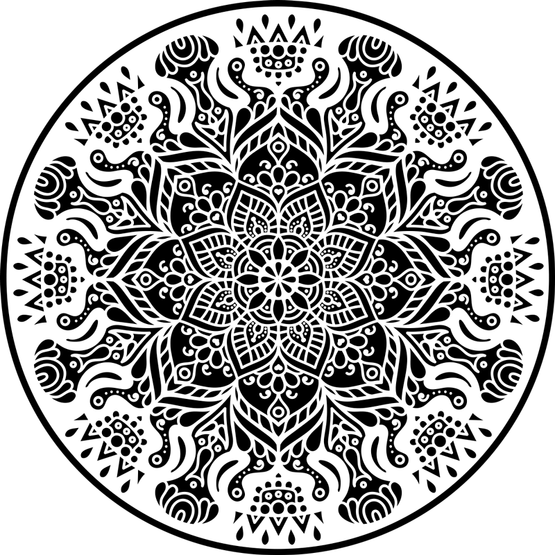črno-bela preproga mandala - TenStickers