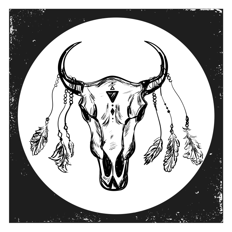 Lobanja krava boho sestava etnična preproga - TenStickers