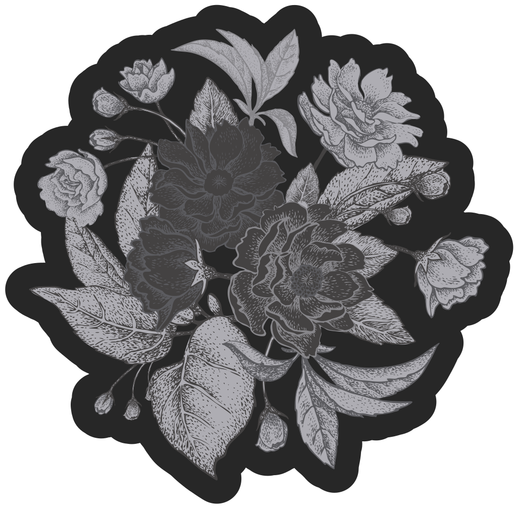 Cvetlični konturni prikaz cvetlična vinilna preproga - TenStickers