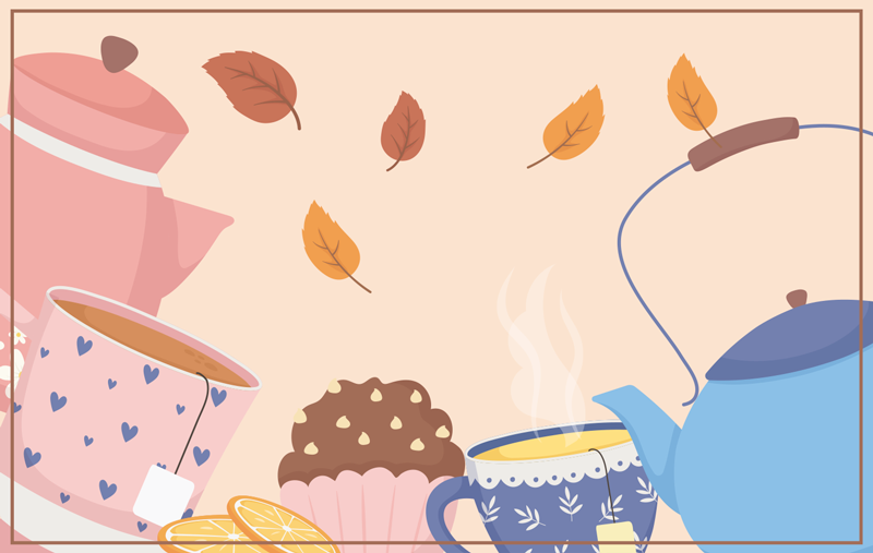 Ilustracija za čas čaja cvetlična vinilna preproga - TenStickers