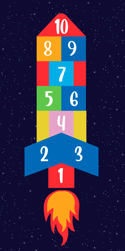 Vesoljska poskočnica Vinilna preproga z igre - TenStickers