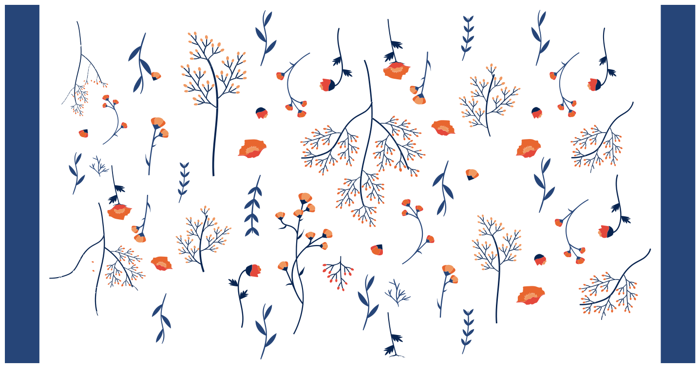 Botanični jesenski motiv cvetlična vinilna preproga - TenStickers