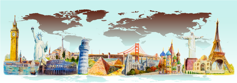 Mouments iz različnih držav preproga dnevne sobe - TenStickers