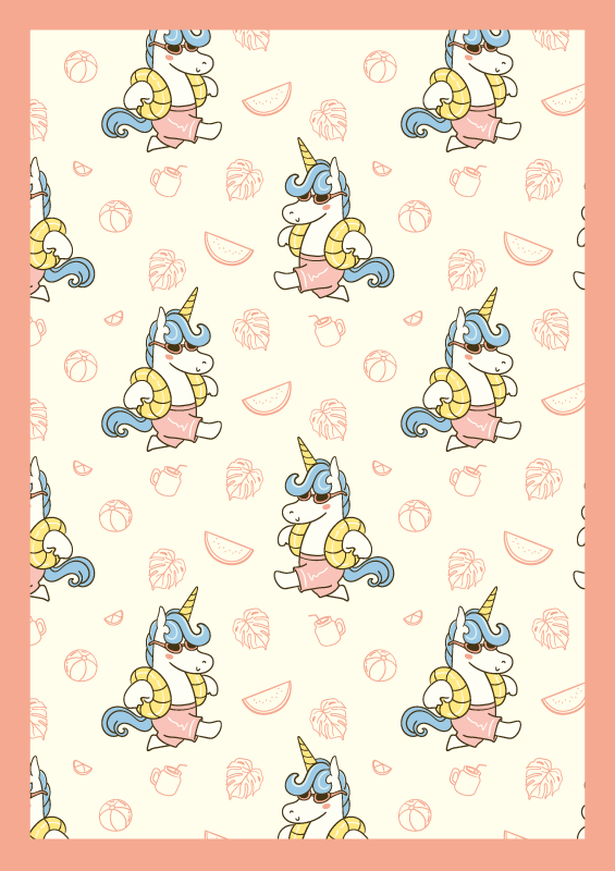 Z vzorcem samoroga Otroške vinilna preproga - TenStickers