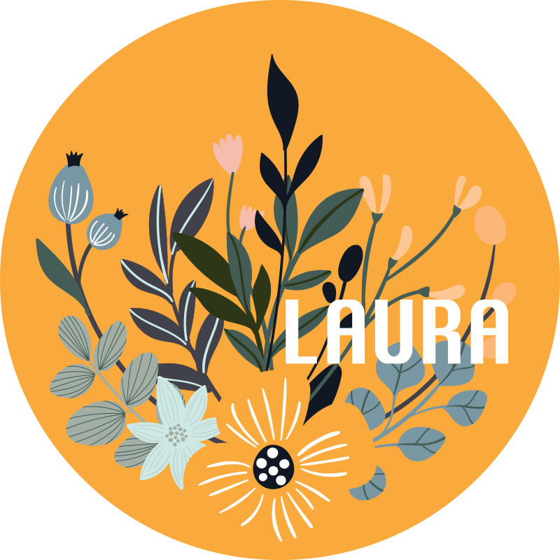 Cvetlični emblem po meri Vinilna preproga z imeni - TenStickers