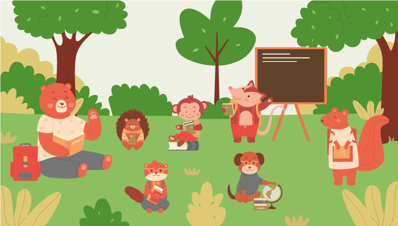 Učilnica v džungli Otroške vinilna preproga - TenStickers