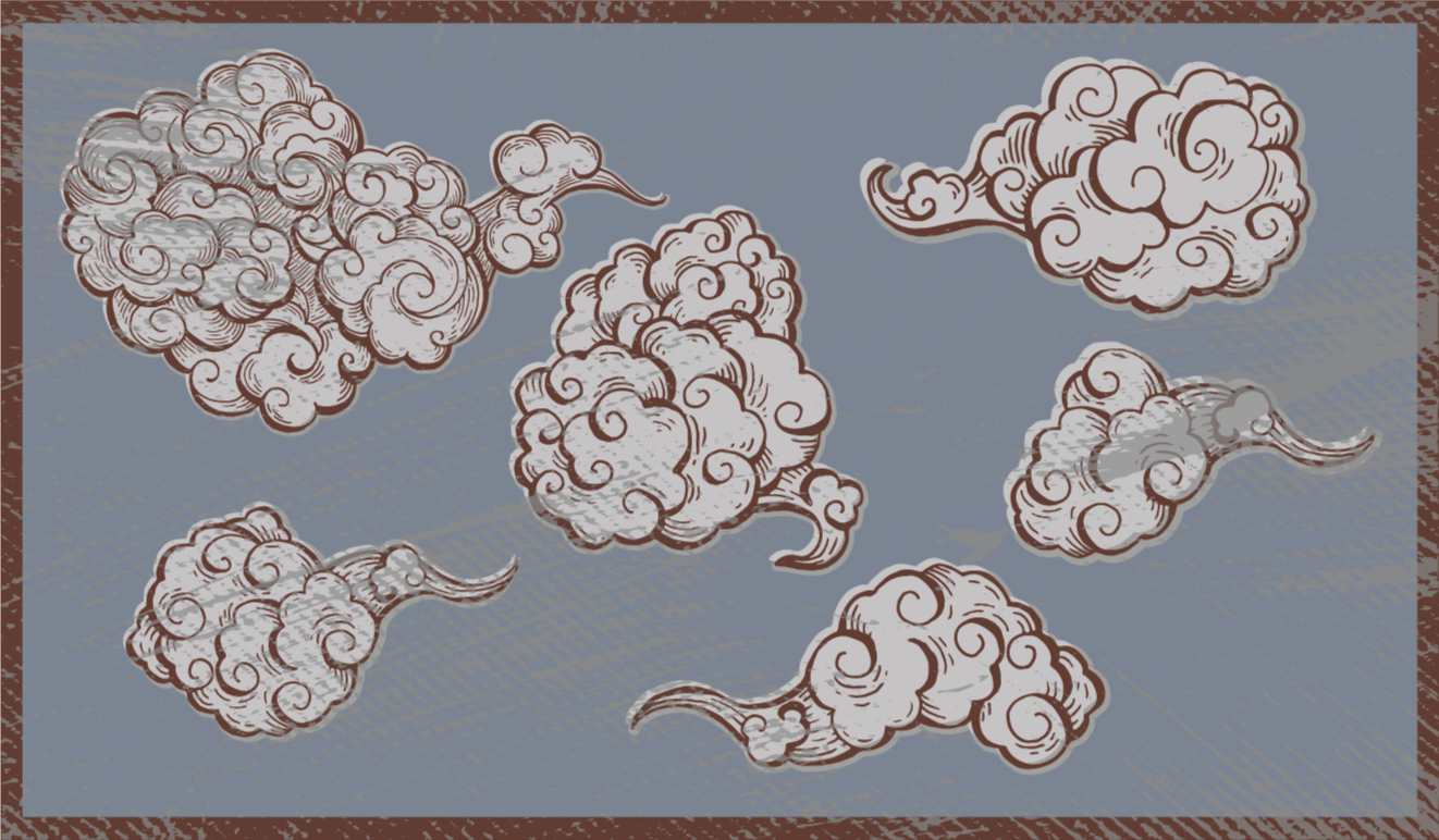 Okrašeni motivi oblakov Vinilne preproge za spalnico - TenStickers