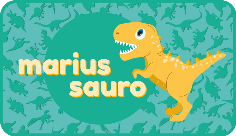 T-rex na modri podlagi personalizirana podloga - TenStickers