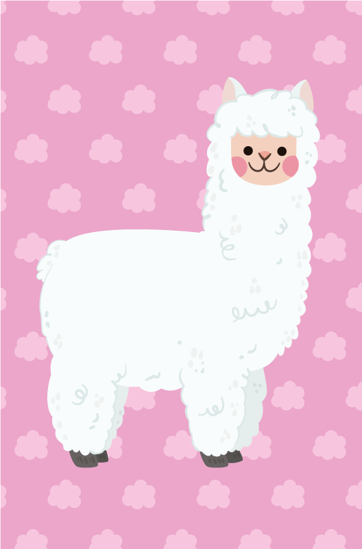 Roza nordic llama otroška vinil preproga - TenStickers