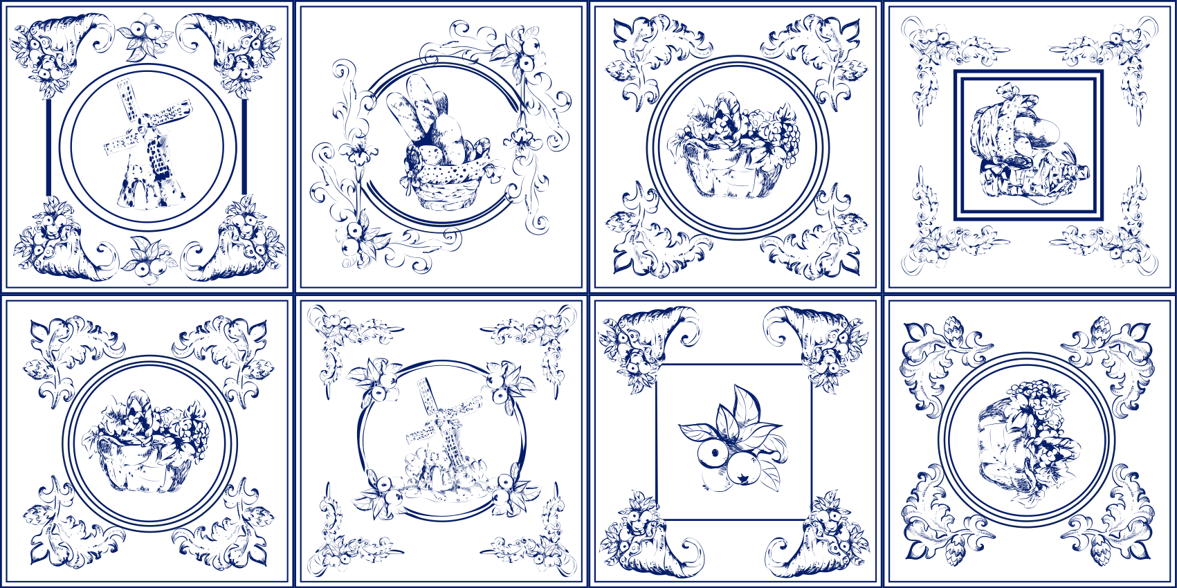 Vintage modre ploščice preproga - TenStickers