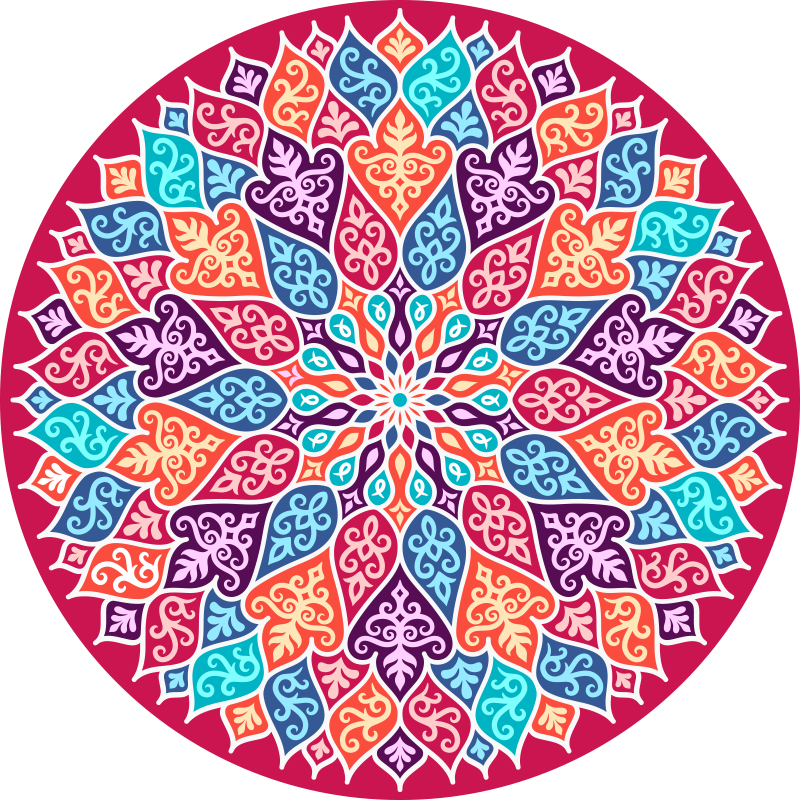 Barvit motiv mandale Vinilna preproga mandala - TenStickers