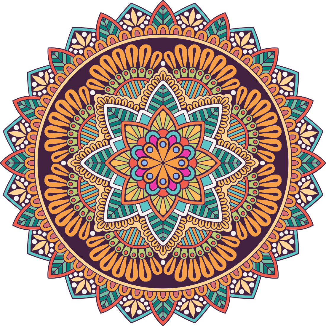 Barvita mandala roza mandala vinil preproga - TenStickers