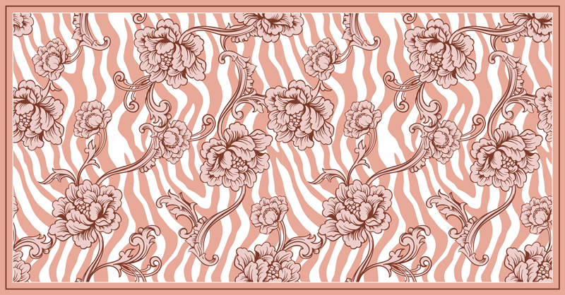 Tisk zebra in okrasna koralna cvetlična preproga - TenStickers