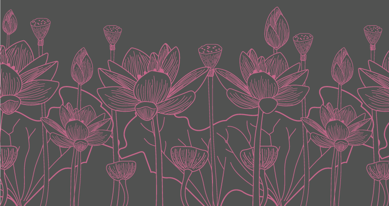 Skica cvetlične konture cvetlična vinilna preproga - TenStickers