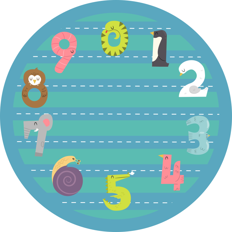 številke živali otroška preproga iz vinila - TenStickers