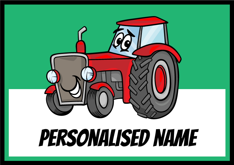 Personaliziran rdeči traktor personalizirana podloga - TenStickers