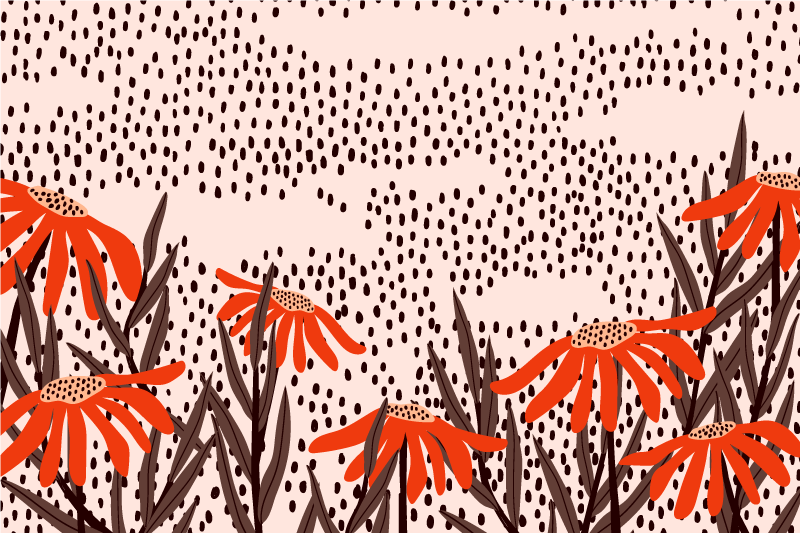 Cvetlične pike spokojnost Vinilne preproge za spalnico - TenStickers