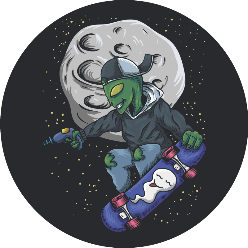 Tujec skateboard on the moon teen vinil preproga - TenStickers