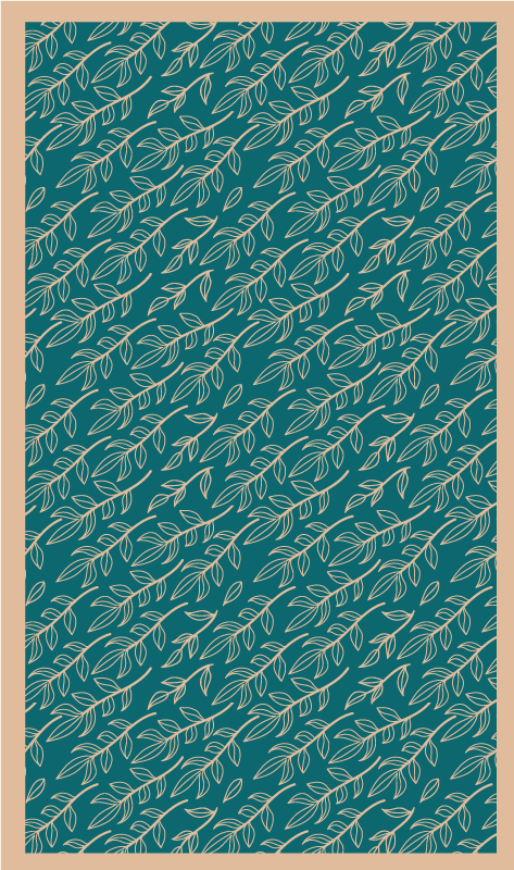 Zeleni elegantni listi cvetlična vinilna preproga - TenStickers