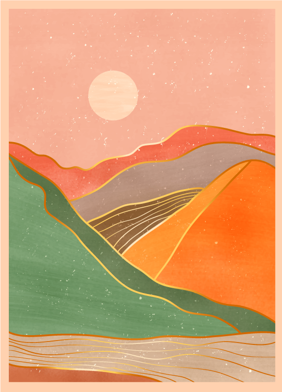 Abstraktna gorska pokrajina sodobne vinilne preproge - TenStickers