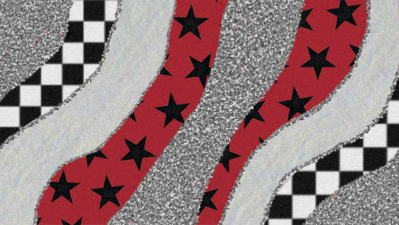 Zvezdnato rdeči valovi vinilna preproga - TenStickers