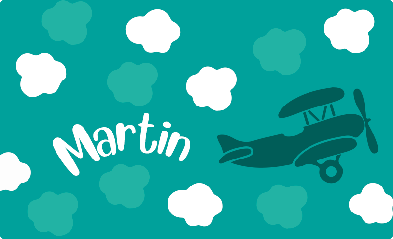 Oblaki in letalo z imenom Vinilne preproge v drugih vzorcih - TenStickers