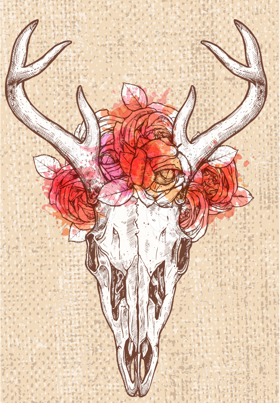 Cvetlična jelena lobanja vinil preproga - TenStickers