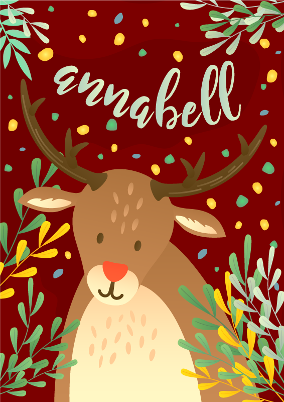 Severni jelen z imenom Božična vinilna preproga - TenStickers