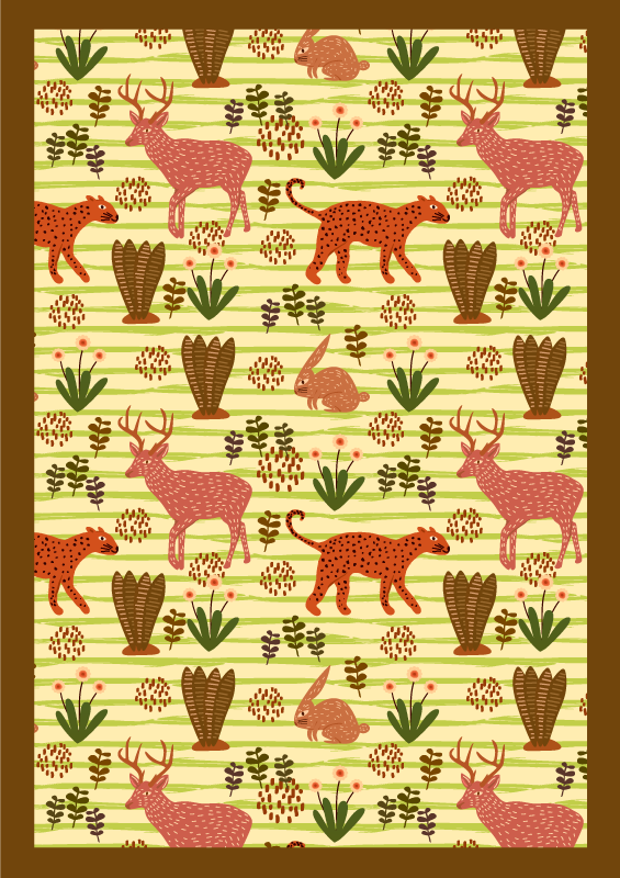 Safari vzorec divjih živali Tepih z živalskim potiskom - TenStickers