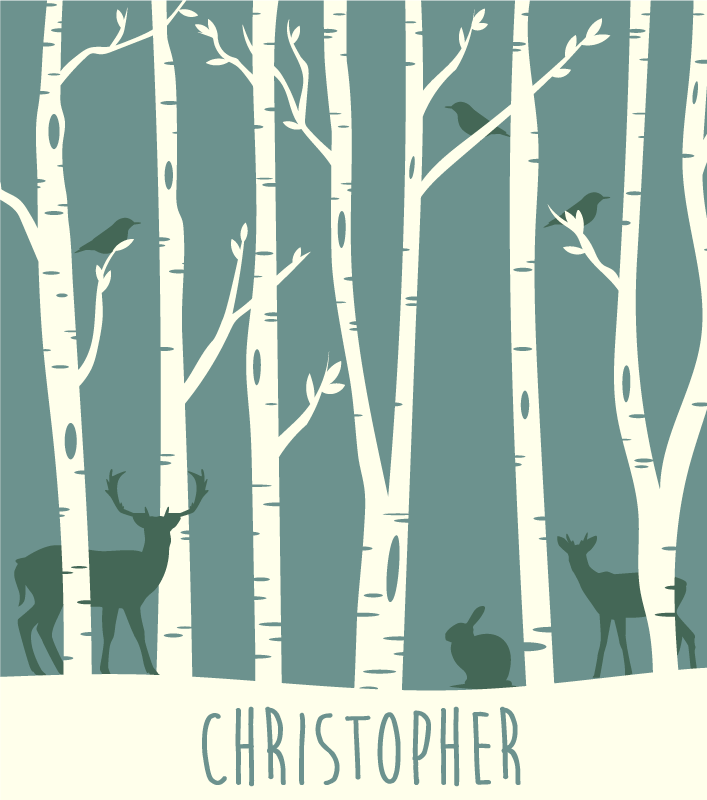 Tema gozdnih prijateljev Vinilna preproga z imeni - TenStickers