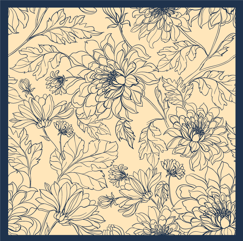 Elegantna cvetlična obris Vinilna preproga za dnevno sobo - TenStickers