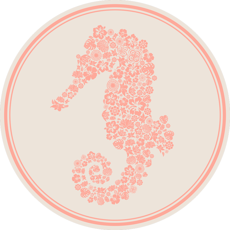 Seahorse floral design cvetlična vinilna preproga - TenStickers