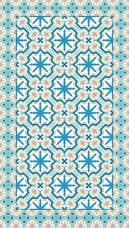 Azure botanical print vinilna talna obloga ploščice - TenStickers