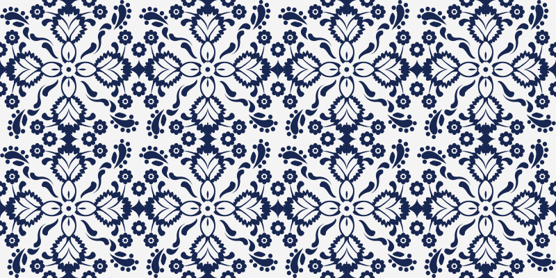 Blue and white floral design vinilna talna obloga - TenStickers