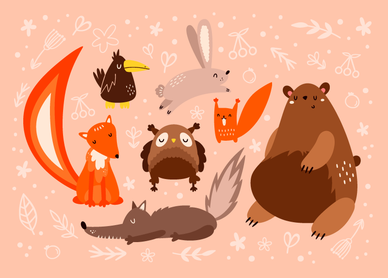 čudoviti živalski spremljevalci Vinilna preproga za dojenčke - TenStickers