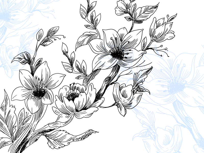 Koncept azurnega cveta cvetlična vinilna preproga - TenStickers