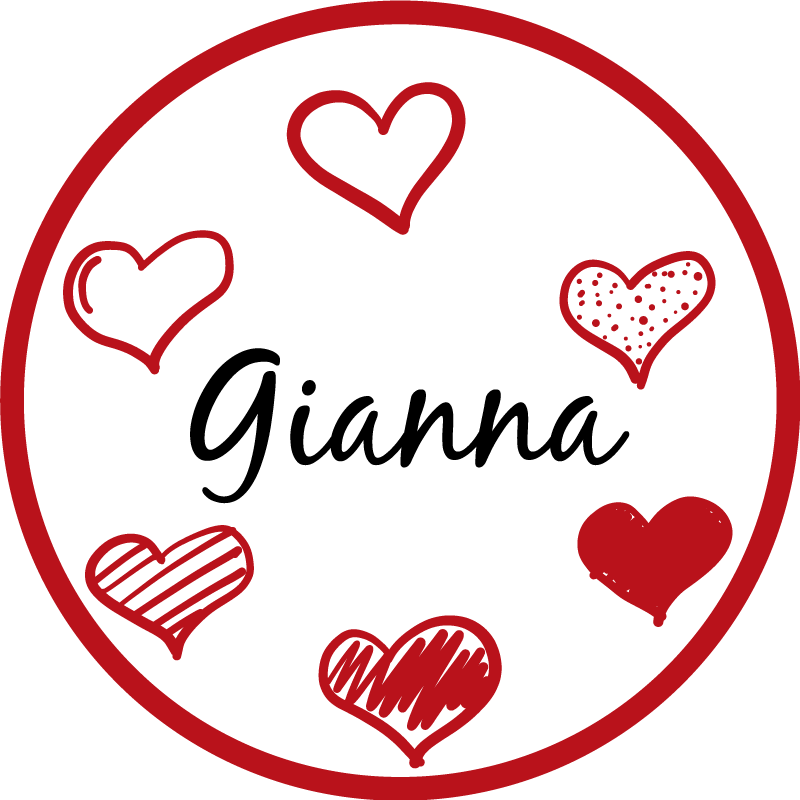 Rdeča srca in ime Vinilna preproga za najstnike - TenStickers