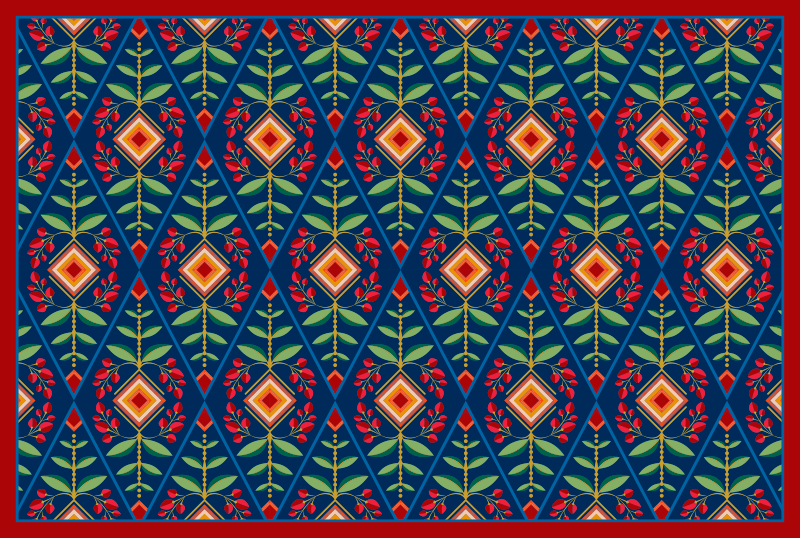 Botanical geometric motif vinilne preproge - TenStickers