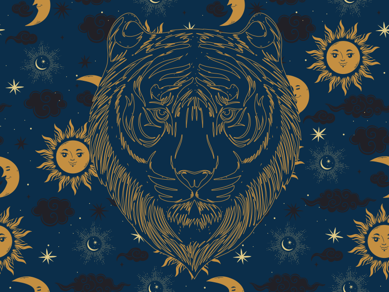 Tiger in sonca vinilni tepih s potiskom živali - TenStickers