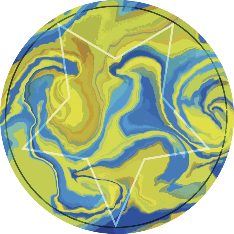 Modra in rumena zvezda vinilna preproga - TenStickers