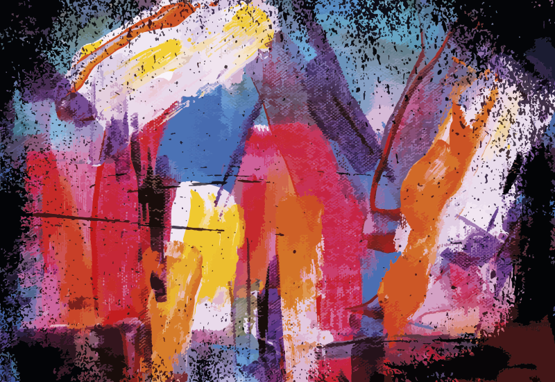 živahen abstraktni pljusk sodobne vinilne preproge - TenStickers