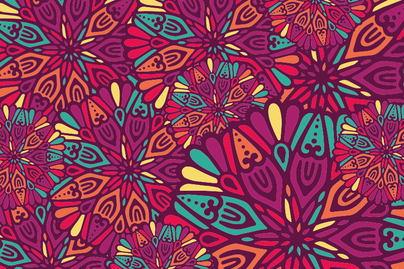 Vibrant purple motif vinilna preproga mandala - TenStickers