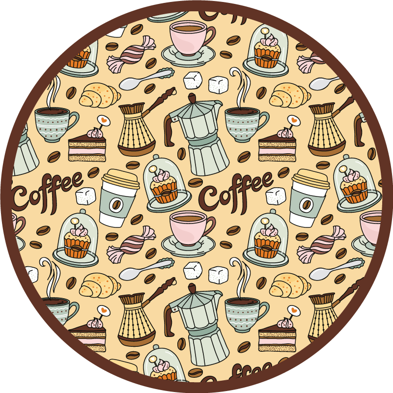 Round coffee design vinilna preproga za kuhinjo - TenStickers